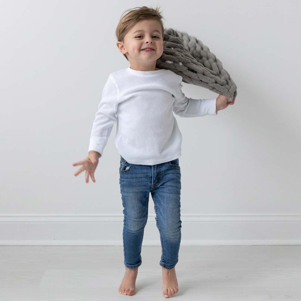 INFINITE CHUNKY KNIT BLANKET | MINKY | CUDDLE - MIST-2