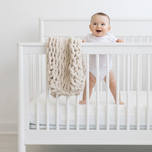 INFINITE CHUNKY KNIT BLANKET | MINKY | CUDDLE - SAND-0